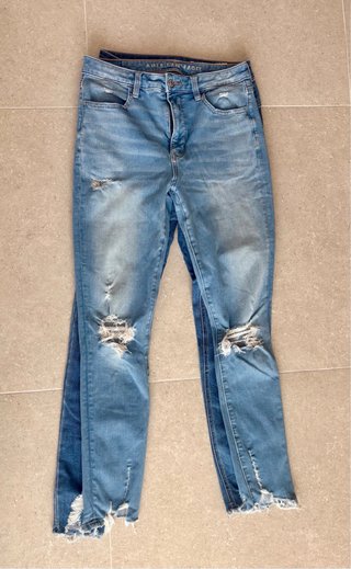Lote de 5 pantalones vaqueros elásticos. T 36.
