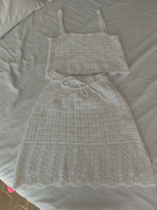 Conjunto tejido top y falda ganchillo