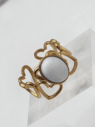 Anillo Corazones Baño Oro Blanco Ajustable