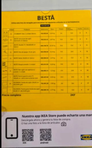 Mueble TV Besta Ikea Blanco