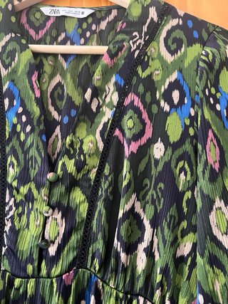 Vestido Zara estampado seda manga larga