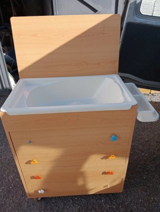 Mueble cambiador bañera madera y plástico
