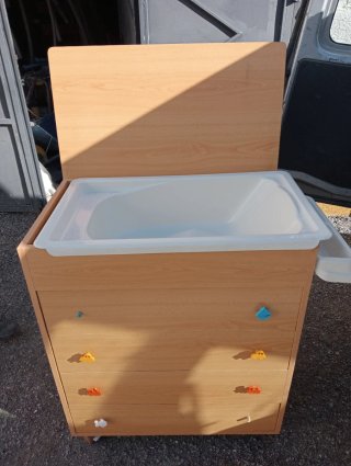 Mueble cambiador bañera madera y plástico