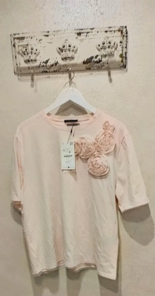 Camiseta Zara flores rosa talla XL