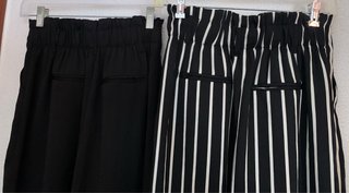 Pack pantalones negros y rayas negras y blancas