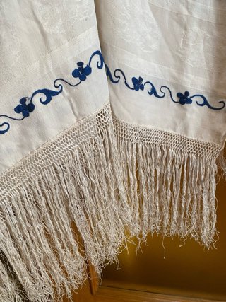 Mantón de Manila S.XIX Beige y Azul