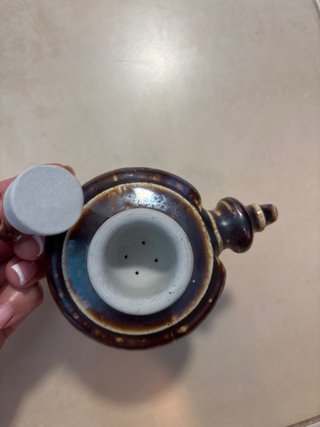 Tintero de cerámica marrón