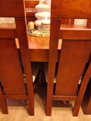 Mesa comedor extensible y 6 sillas madera