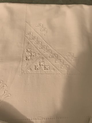Lenzuolo matrimoniale corredo anni '50 ricamato