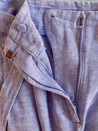 Pantalón bombacho lino Zara azul