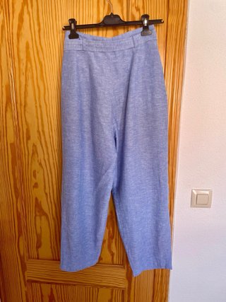Pantalón bombacho lino Zara azul