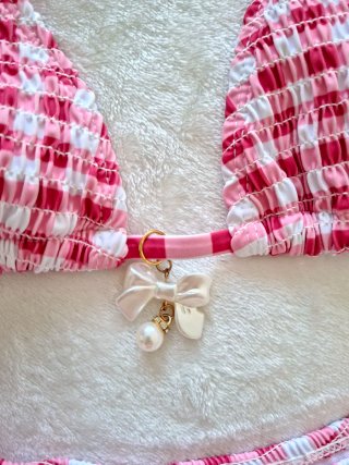 Bikini cuadros rosa y blanco Talla XS