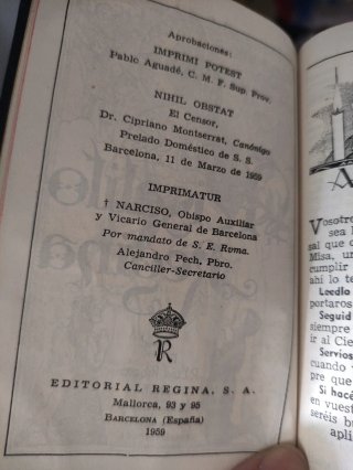 Libro Misalito Regina - 1959