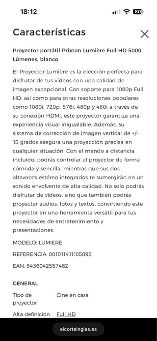 Proyector Prixton Lumiere 1080p Full HD