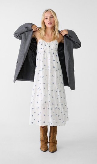 Vestido midi estampado flores Stradivarius