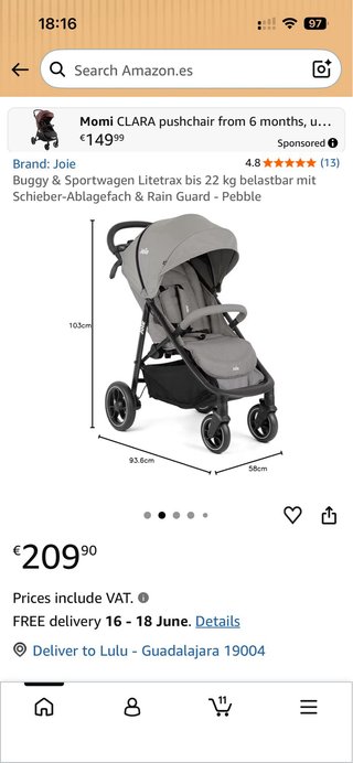 Carrito Joie gris