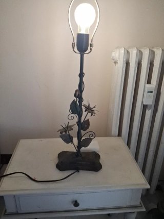Lampada ferro battuto anni '80 floreale