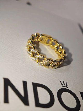 Anillo Pandora Cadena Pavé Oro