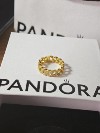 Anillo Pandora Cadena Pavé Oro