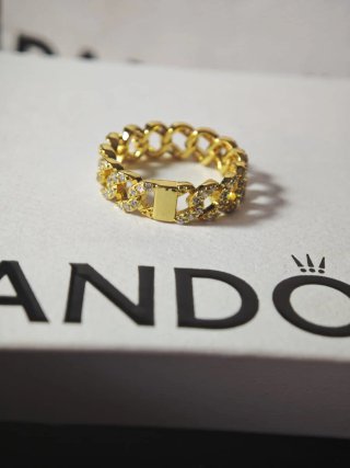 Anillo Pandora Cadena Pavé Oro