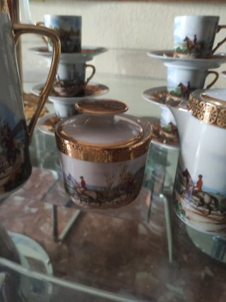Juego de café Limoges porcelana y oro