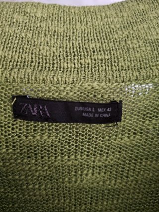 Polo Zara manga corta verde M