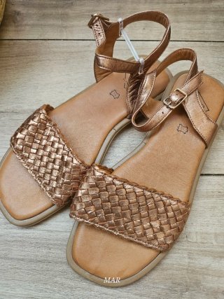 Sandalias de cuero metalizadas bronce