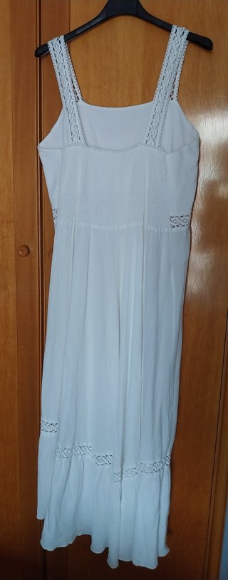 Vestido blanco largo con encaje talla 46