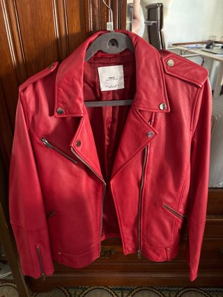 Cazadora Piel Roja Mango Talla S