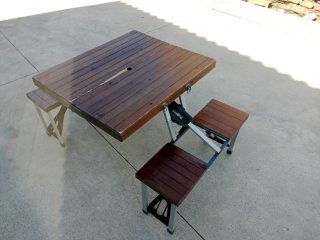Mesa de camping plegable madera y metal