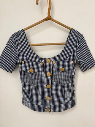 Top Moschino Jeans Vichy Blu/Bianco