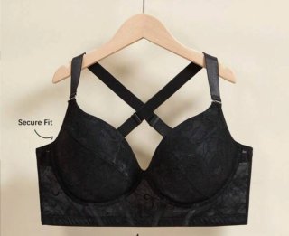 Reggiseno nero in pizzo con spalline