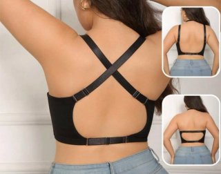 Reggiseno nero in pizzo con spalline