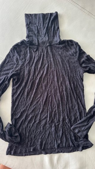 Zara Jersey Cuello Alto Gris Mujer