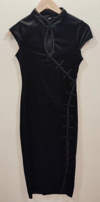 Vestido chino terciopelo negro
