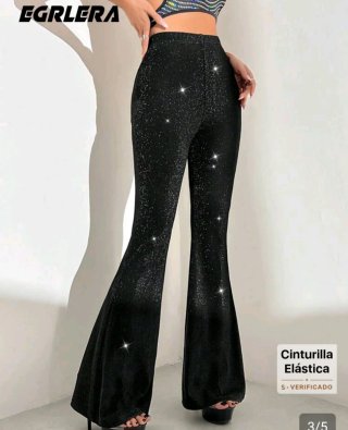 Pantalón Brillante Elástico ligera campana