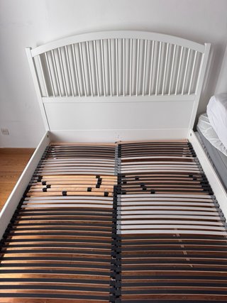 Cama Matrimonio Blanca y Madera