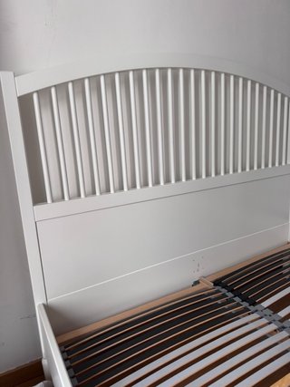 Cama Matrimonio Blanca y Madera