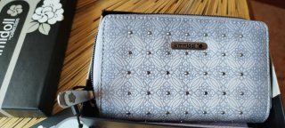 Cartera monedero mujer Kimmidoll plata y blanco