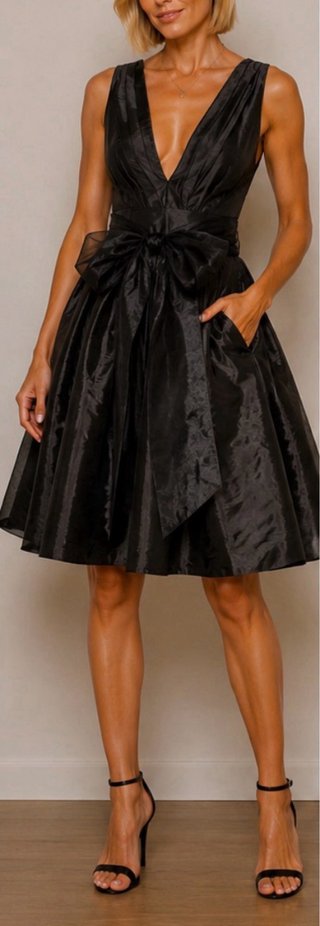 Vestido de cóctel tafetán/raso negro