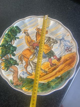 2 Platos de cerámica Don Quijote y conejo