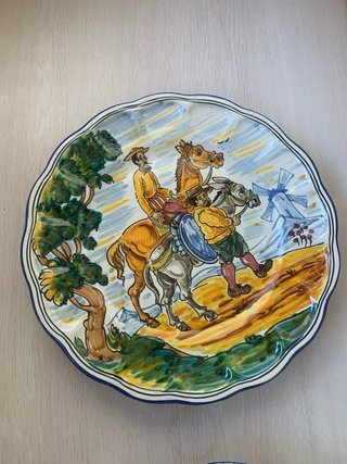 2 Platos de cerámica Don Quijote y conejo