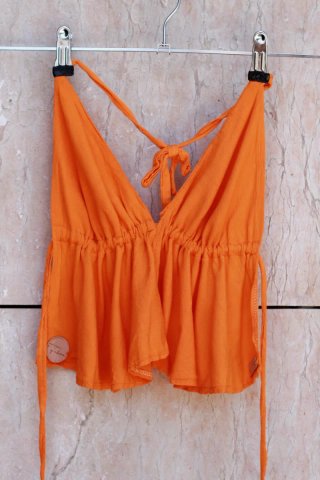 Conjunto pantalon ancho y top naranja talla S
