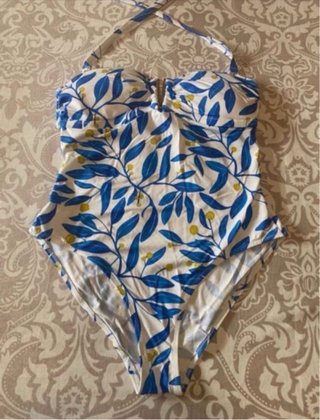 Bañador estampado floral blanco y azul T.M