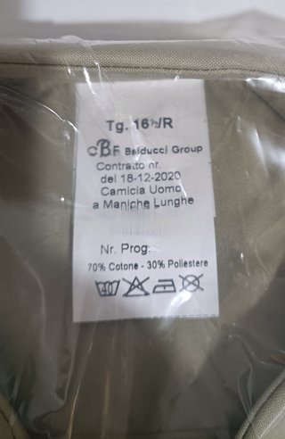 2 Camicie Uomo Kaki Manica Lunga Cotone Tg. 16 1/2