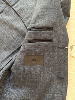 Blazer Uomo H&M Slim Fit Lana Pura Blu giacca M 46