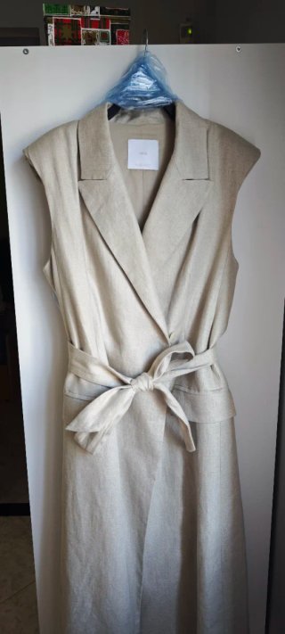 Gilet lungo Mango 100% lino beige taglia M