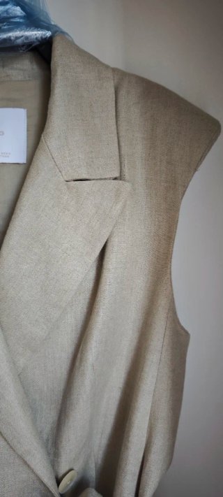 Gilet lungo Mango 100% lino beige taglia M