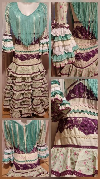 Vestido de Flamenca Verde y Morado