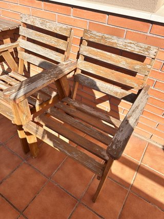 Mesa de madera + 2 sillas exterior para restaurar